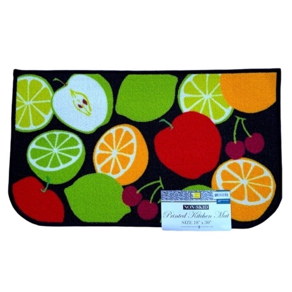 Assorted Fruit Colorful Printed Accent Rug Mat MultiColor Rectangle 18 X 30 in